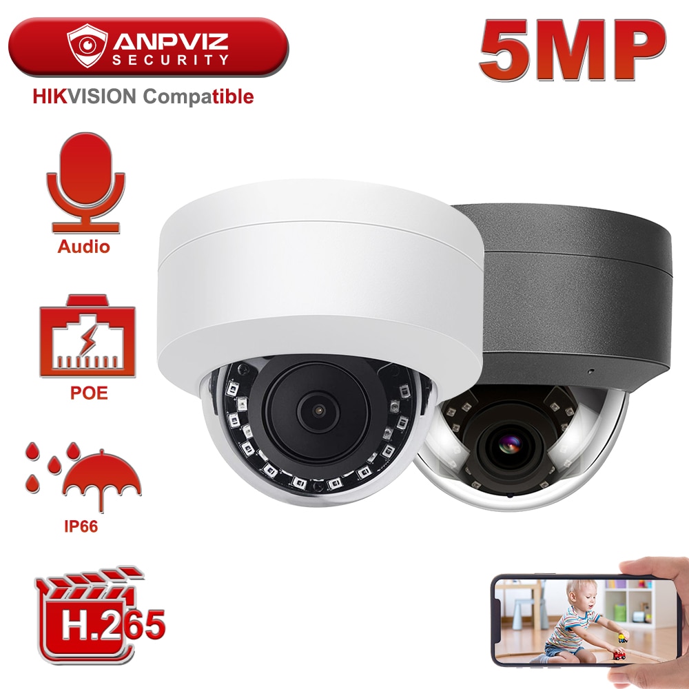 5MP POE IP Camera H.265 Microphone Audio Security Camera